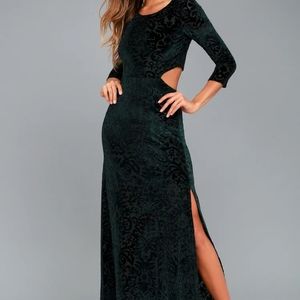 Lulus Forest Green Velvet Cutout dress